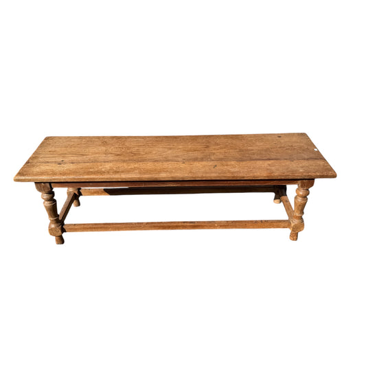Rustic Oak Long Coffee Table / Slim Farmhouse Table