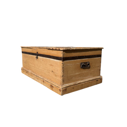 Antique Pine Blanket Chest / Storage Trunk / Coffee Table Style Box