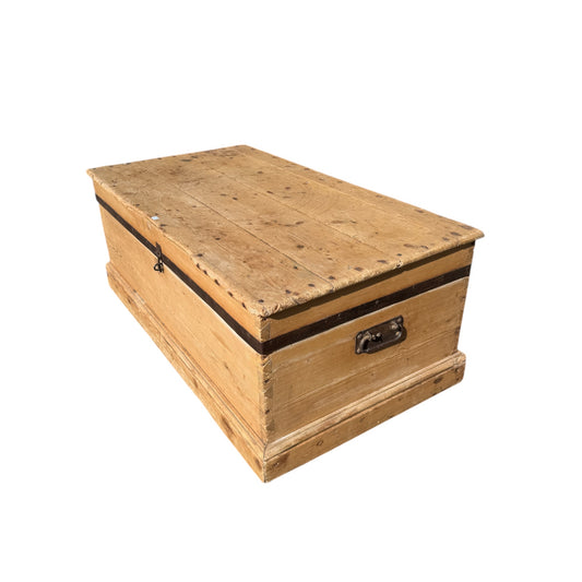 Antique Pine Blanket Chest / Storage Trunk / Coffee Table Style Box