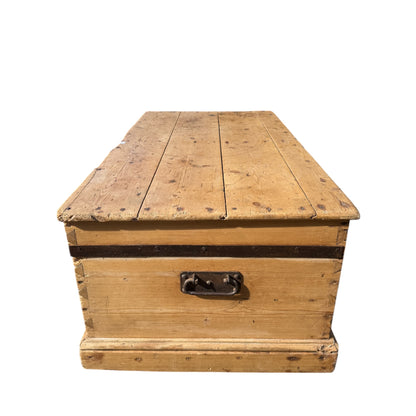 Antique Pine Blanket Chest / Storage Trunk / Coffee Table Style Box