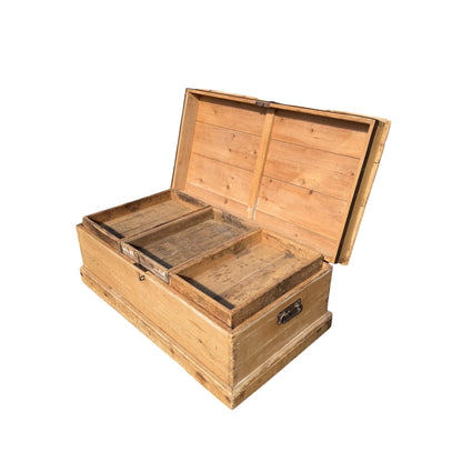 Antique Pine Blanket Chest / Storage Trunk / Coffee Table Style Box