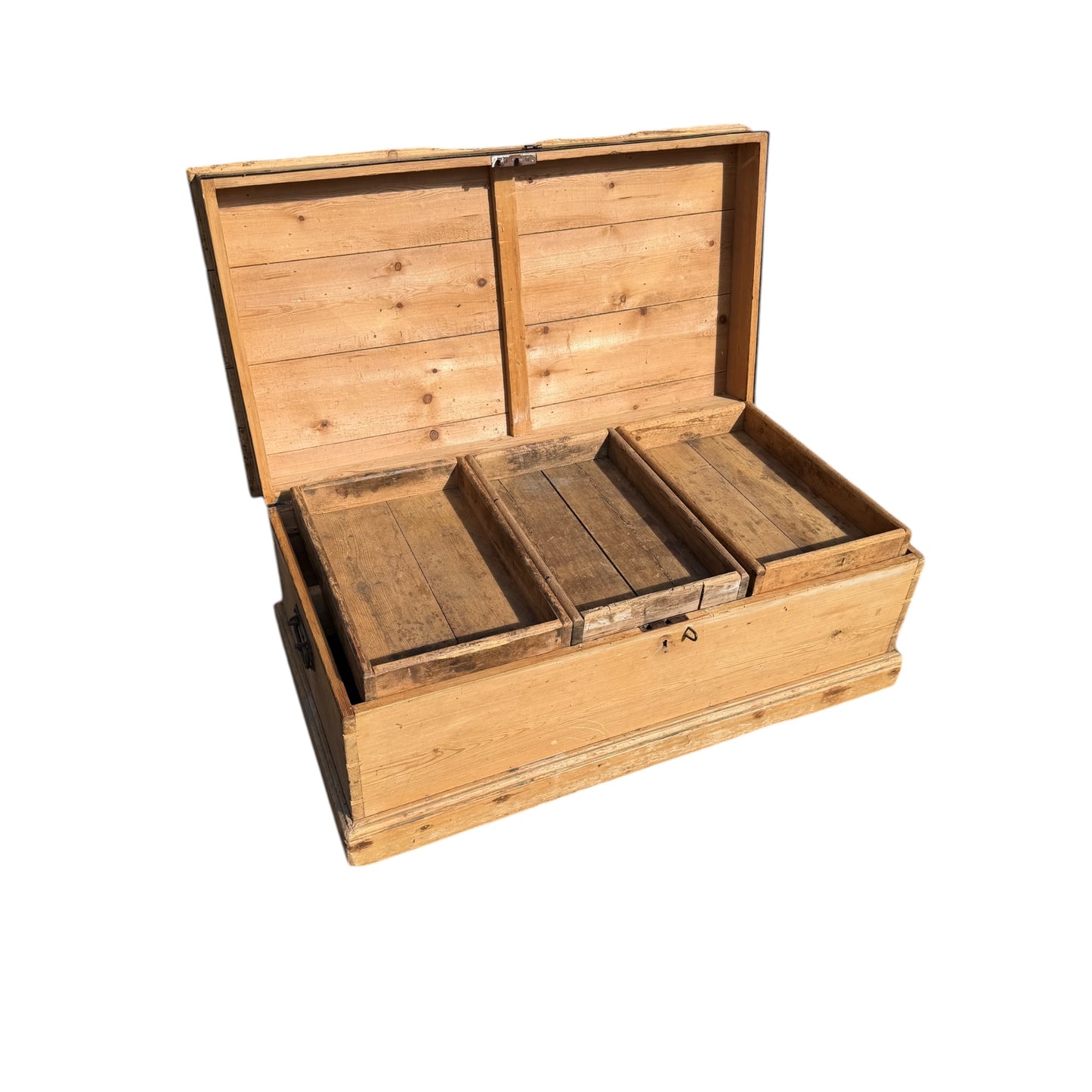Antique Pine Blanket Chest / Storage Trunk / Coffee Table Style Box