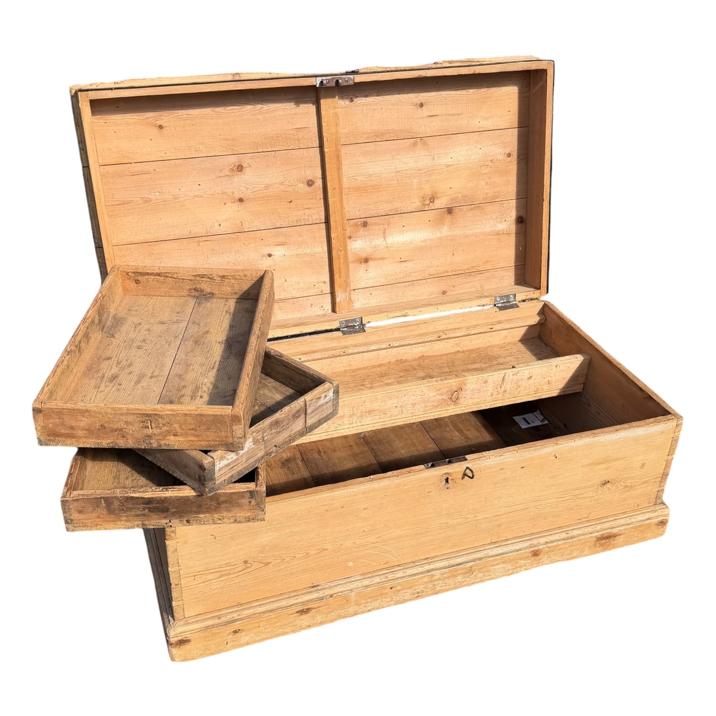 Antique Pine Blanket Chest / Storage Trunk / Coffee Table Style Box