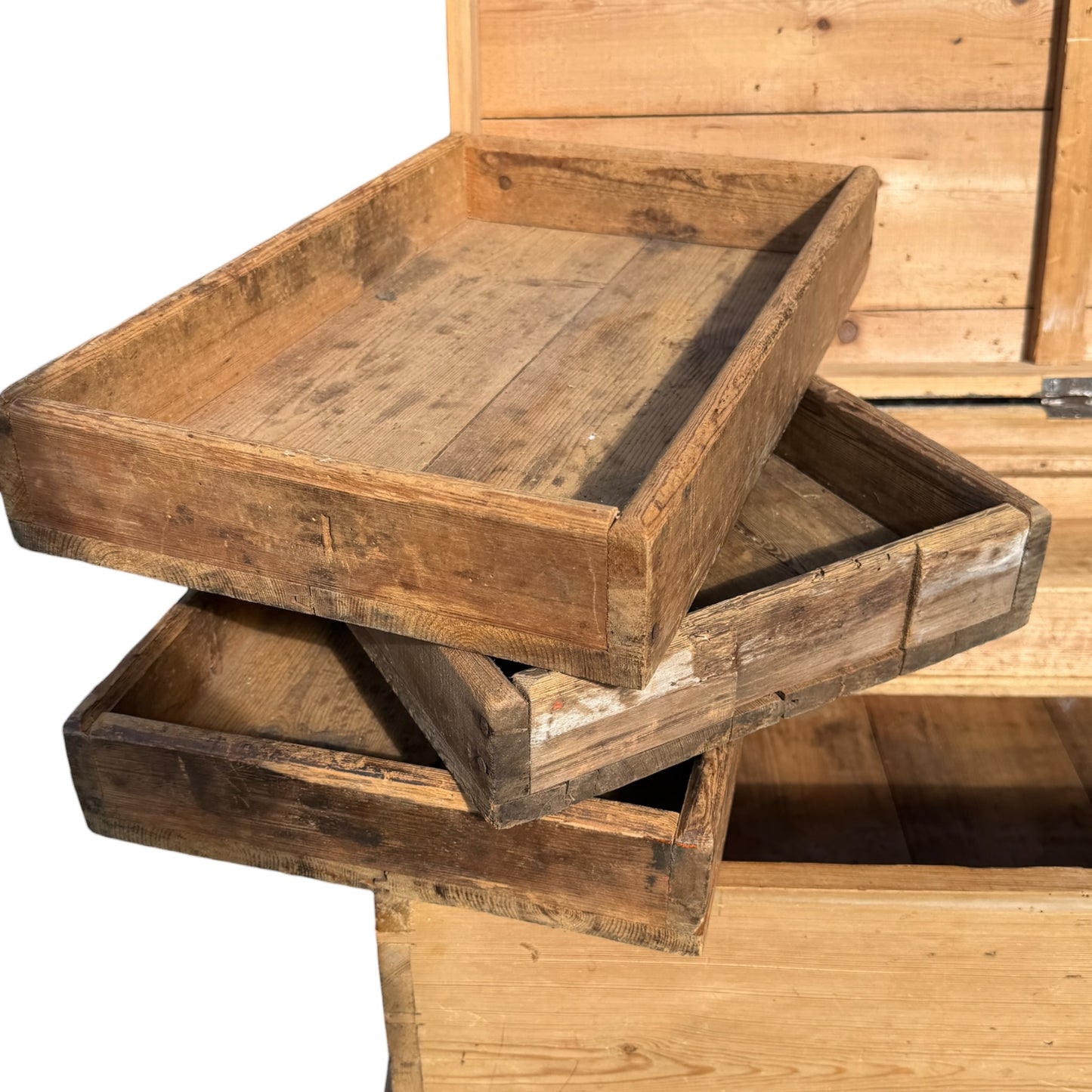 Antique Pine Blanket Chest / Storage Trunk / Coffee Table Style Box