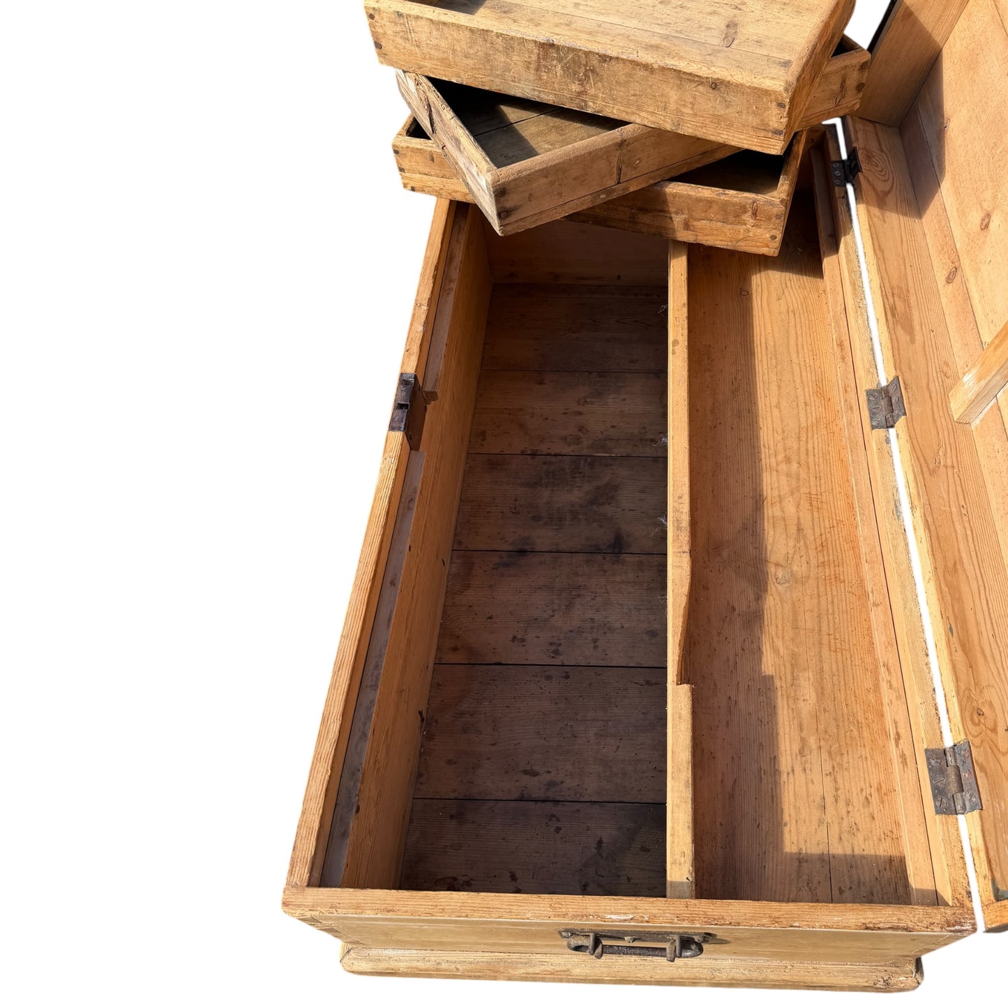 Antique Pine Blanket Chest / Storage Trunk / Coffee Table Style Box