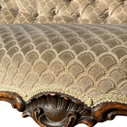 Victorian Chaise Longue / Antique Button Back Fainting Couch / Upholstered Day Bed
