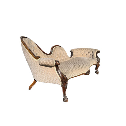 Victorian Chaise Longue / Antique Button Back Fainting Couch / Upholstered Day Bed
