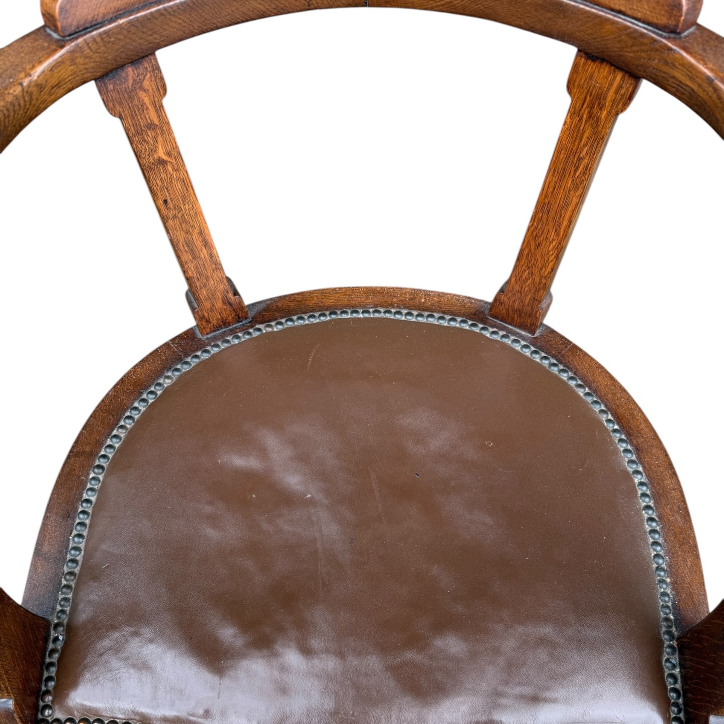 19th Century English Victorian Mahogany Revolving Desk Office Chair with Ball Arms