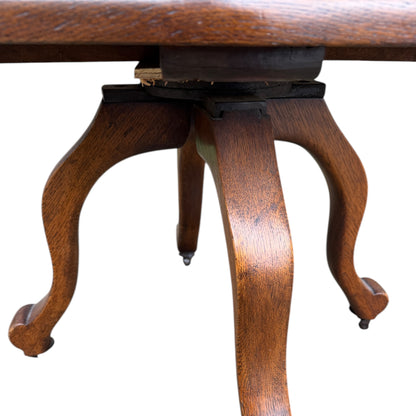 19th Century English Victorian Mahogany Revolving Desk Office Chair with Ball Arms