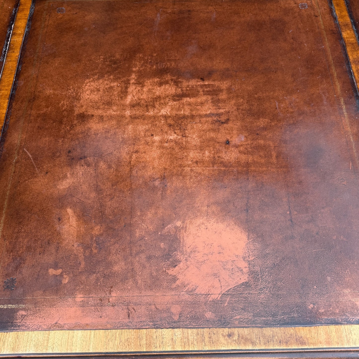 Large Traditional Leather Top Mahogany Twin Pedestal Desk by Brights of Nettlebed