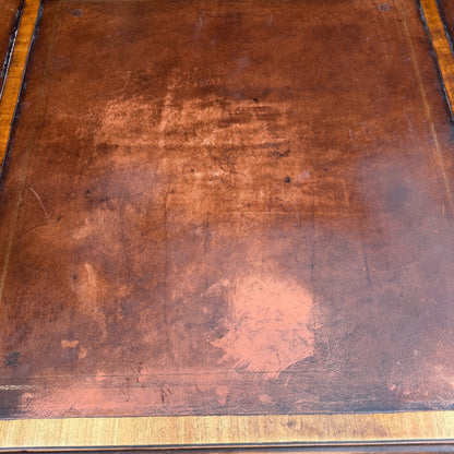 Large Traditional Leather Top Mahogany Twin Pedestal Desk by Brights of Nettlebed
