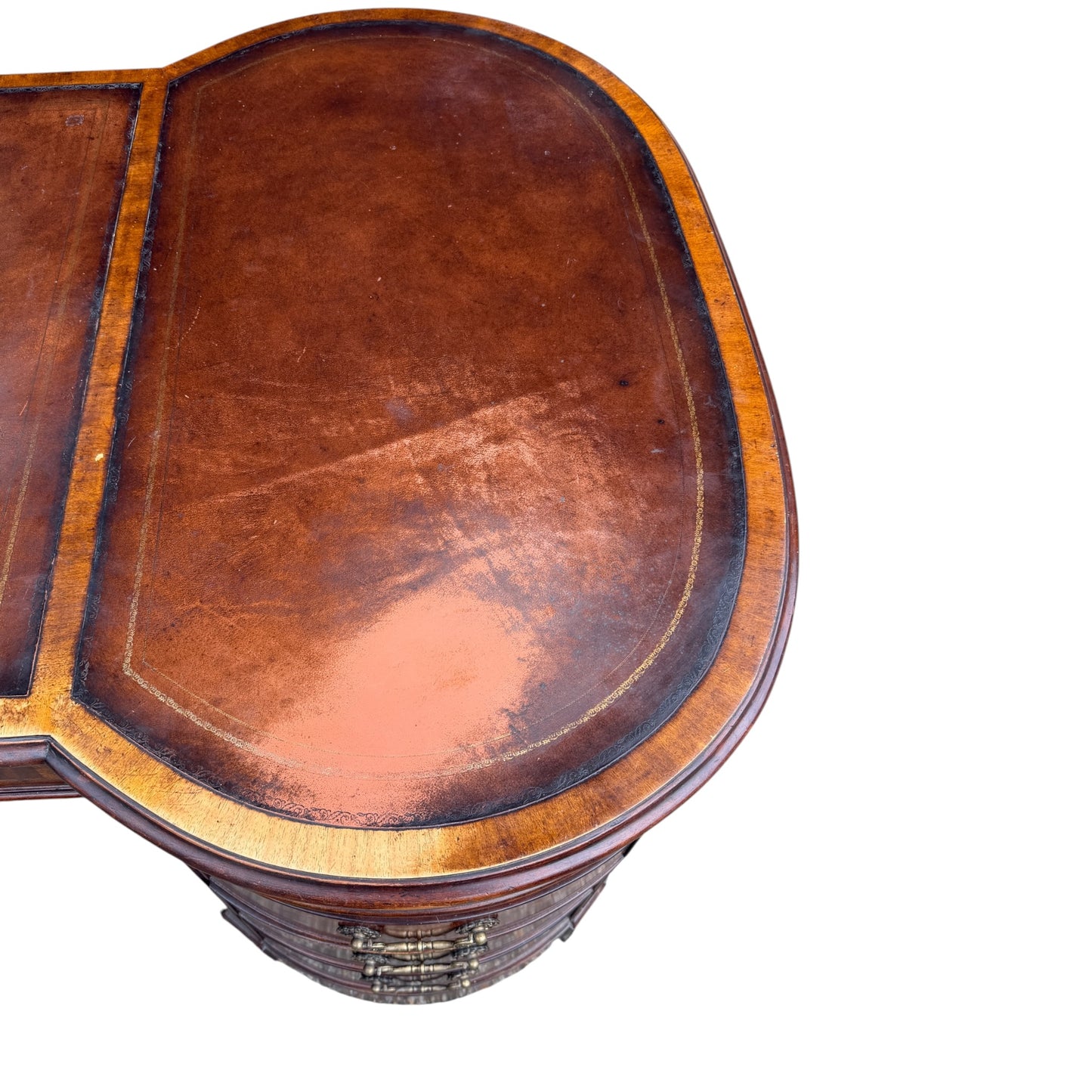 Large Traditional Leather Top Mahogany Twin Pedestal Desk by Brights of Nettlebed