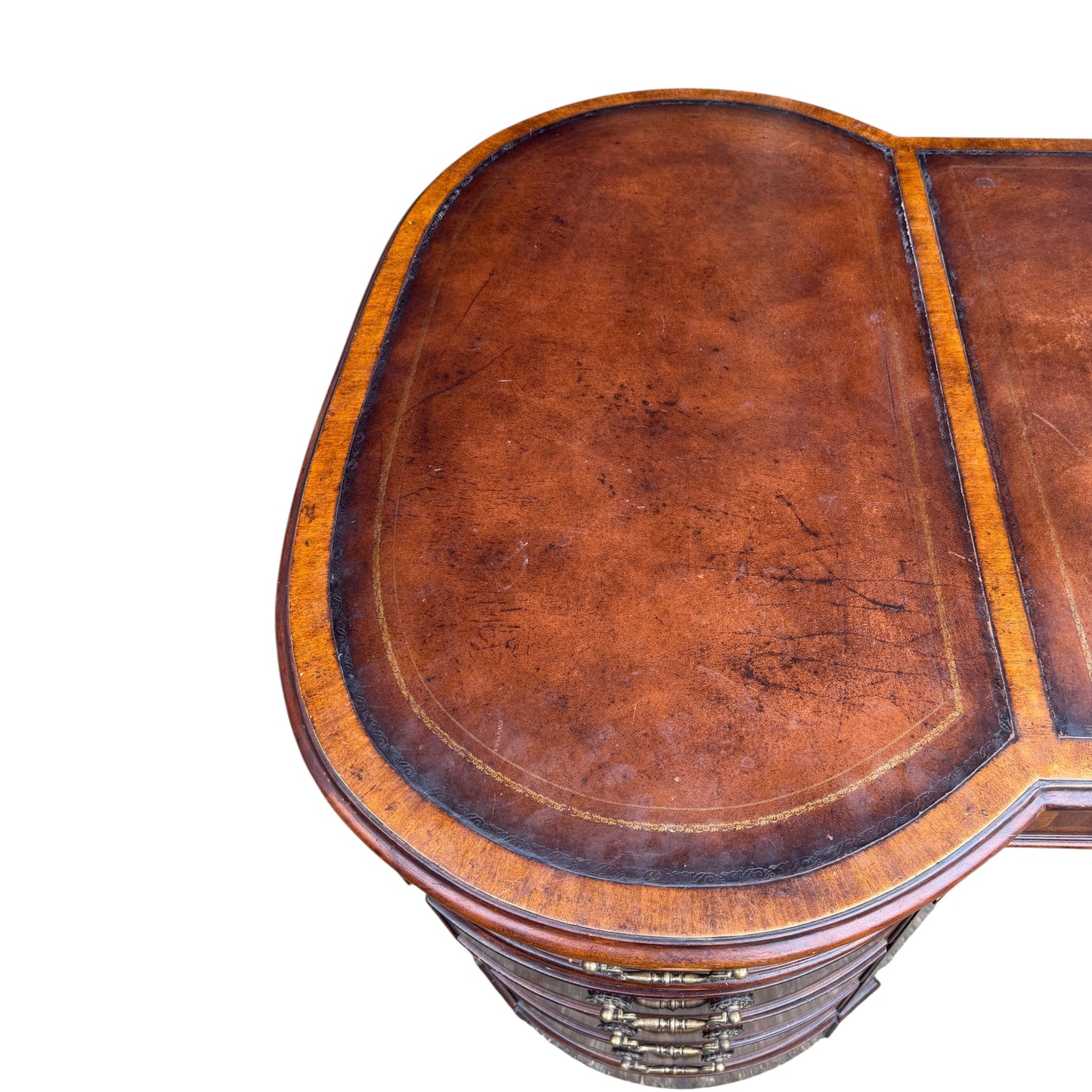 Large Traditional Leather Top Mahogany Twin Pedestal Desk by Brights of Nettlebed