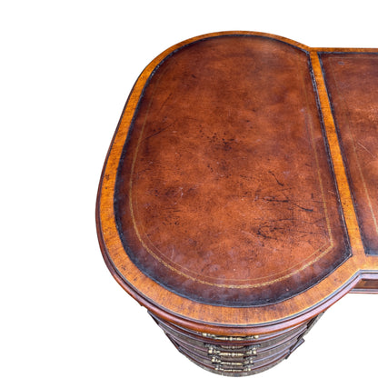 Large Traditional Leather Top Mahogany Twin Pedestal Desk by Brights of Nettlebed