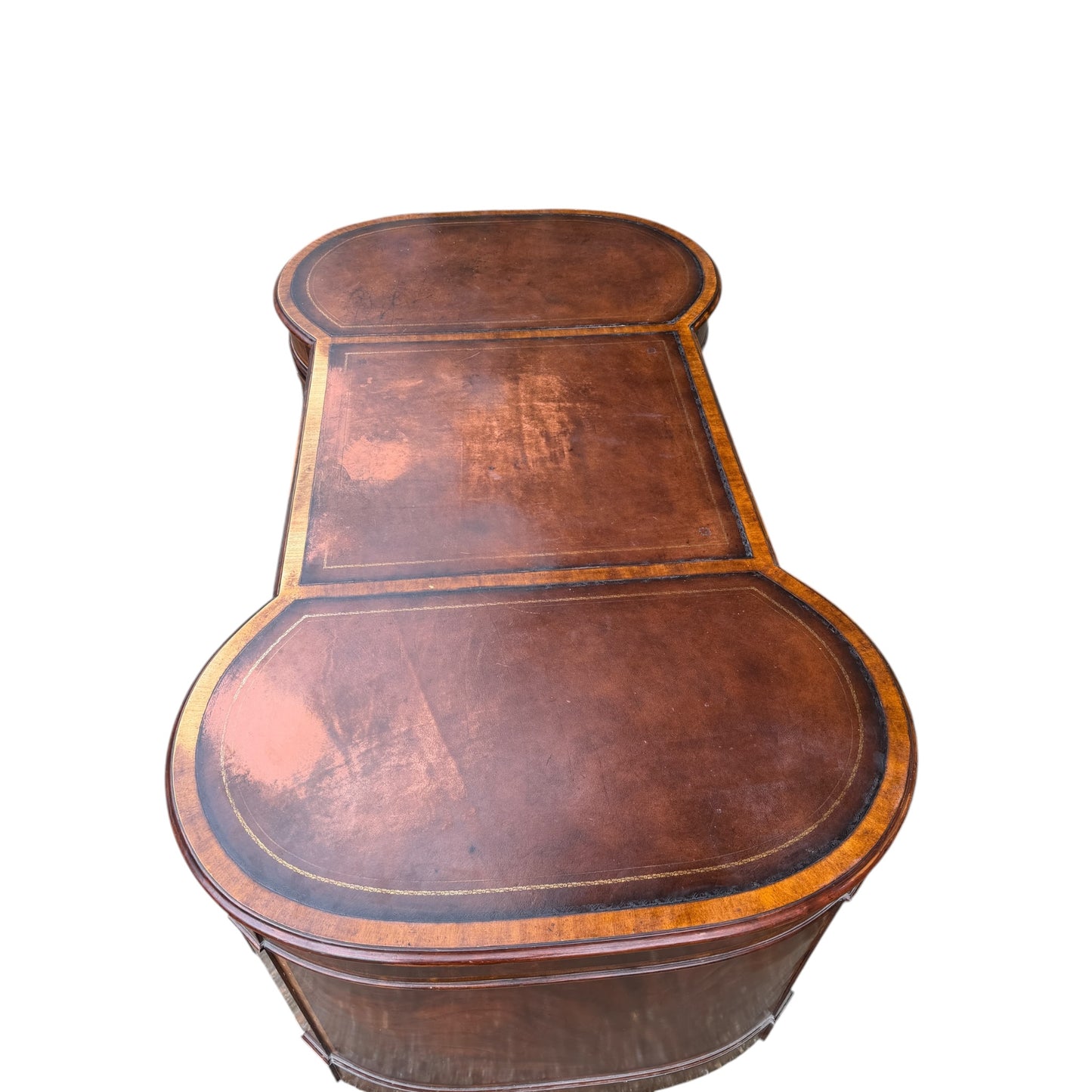 Large Traditional Leather Top Mahogany Twin Pedestal Desk by Brights of Nettlebed