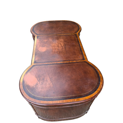 Large Traditional Leather Top Mahogany Twin Pedestal Desk by Brights of Nettlebed
