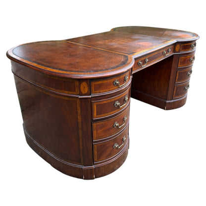 Large Traditional Leather Top Mahogany Twin Pedestal Desk by Brights of Nettlebed