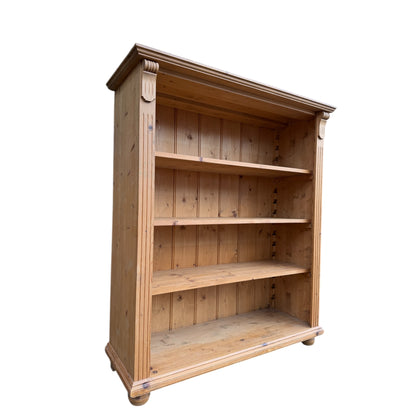 Rustic Farmhouse Waxed Antique Pine Open Bookcase