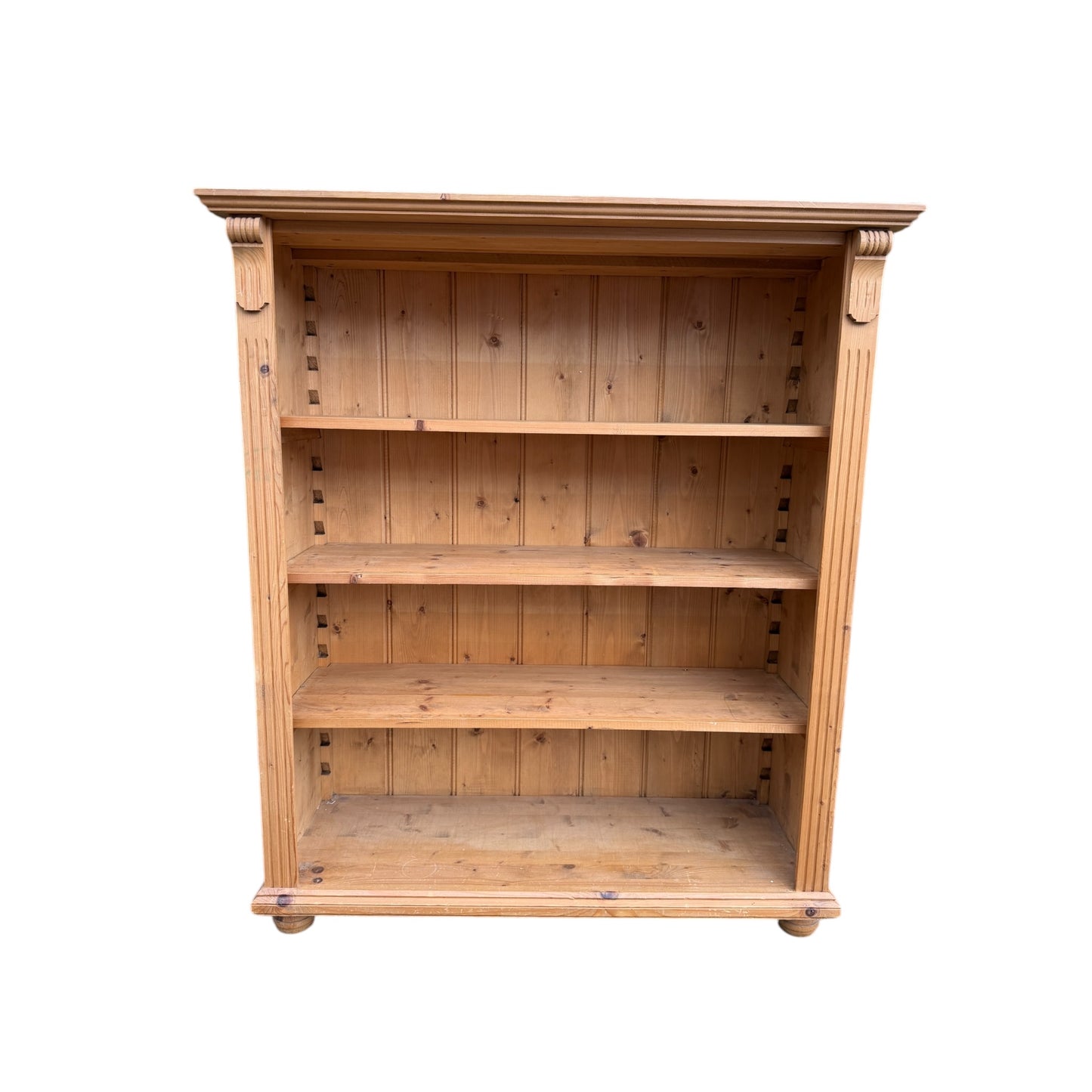 Rustic Farmhouse Waxed Antique Pine Open Bookcase