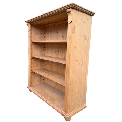 Rustic Farmhouse Waxed Antique Pine Open Bookcase