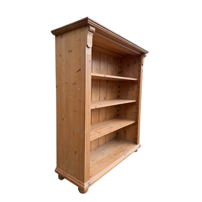Rustic Farmhouse Waxed Antique Pine Open Bookcase