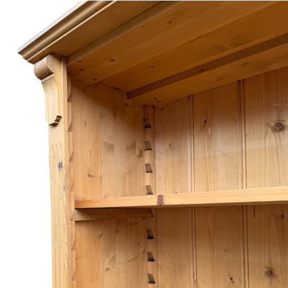 Rustic Farmhouse Waxed Antique Pine Open Bookcase