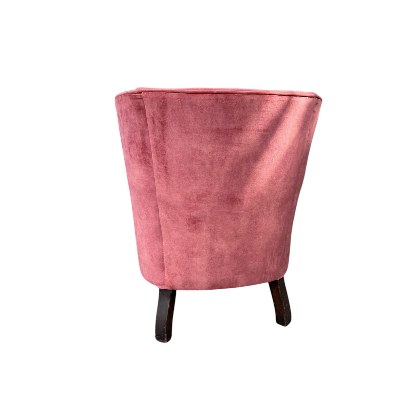 Pair 1930s Armchairs - Rose Velvet Carved Gothic Style Club Chairs