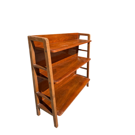 Vintage Mid Century Bookcase - 3 Tier Open Shelving Unit - Slim Storage 88cm
