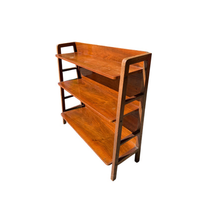 Vintage Mid Century Bookcase - 3 Tier Open Shelving Unit - Slim Storage 88cm