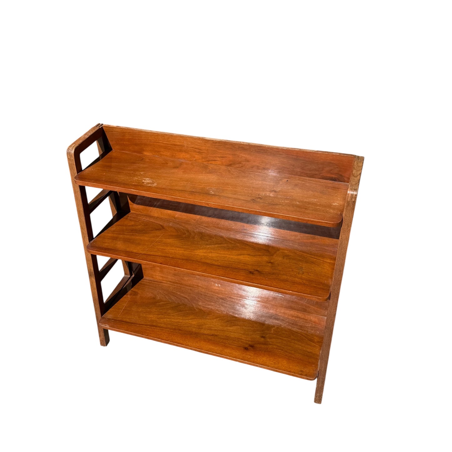 Vintage Mid Century Bookcase - 3 Tier Open Shelving Unit - Slim Storage 88cm