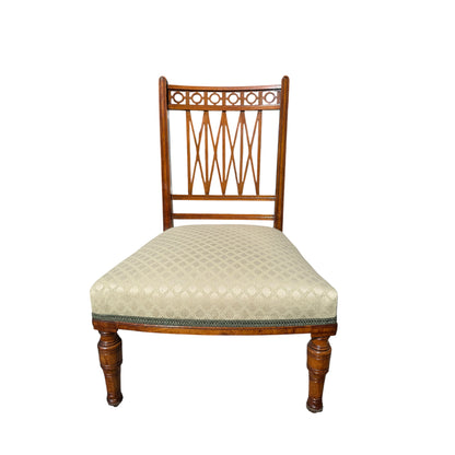 Antique Victorian Mahogany Nursing Chair - Carved Lattice Back Bedroom Chair 79cm