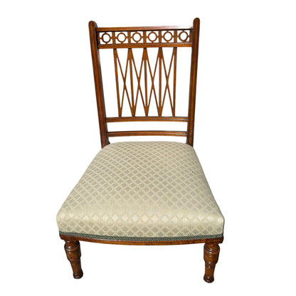 Antique Victorian Mahogany Nursing Chair - Carved Lattice Back Bedroom Chair 79cm