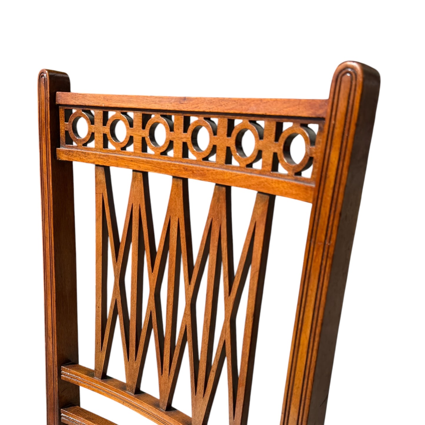 Antique Victorian Mahogany Nursing Chair - Carved Lattice Back Bedroom Chair 79cm