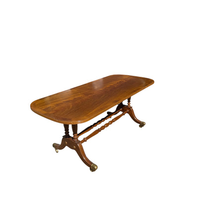 Vintage Regency Style Mahogany Coffee Table - Large Flame Veneer Sofa Table 122cm