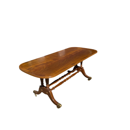 Vintage Regency Style Mahogany Coffee Table - Large Flame Veneer Sofa Table 122cm