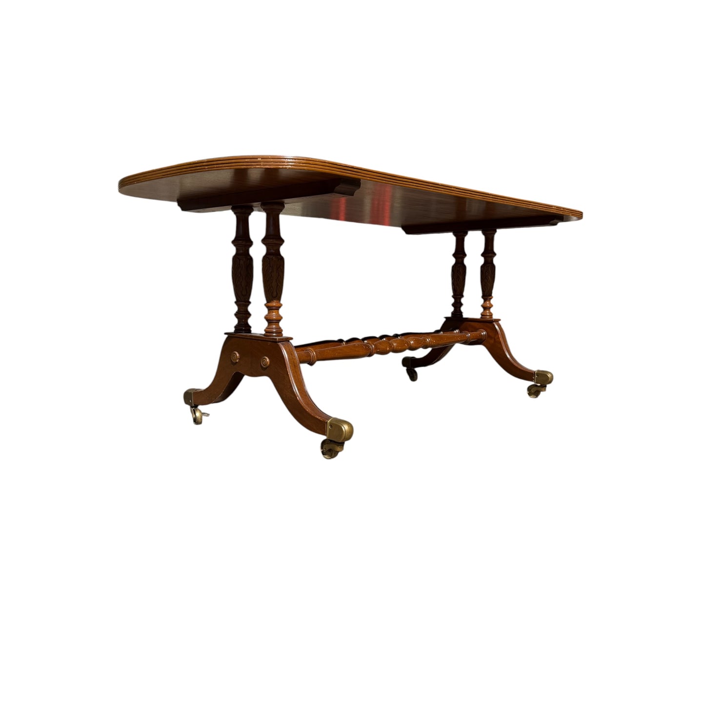 Vintage Regency Style Mahogany Coffee Table - Large Flame Veneer Sofa Table 122cm