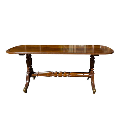 Vintage Regency Style Mahogany Coffee Table - Large Flame Veneer Sofa Table 122cm