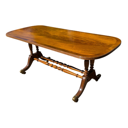 Vintage Regency Style Mahogany Coffee Table - Large Flame Veneer Sofa Table 122cm