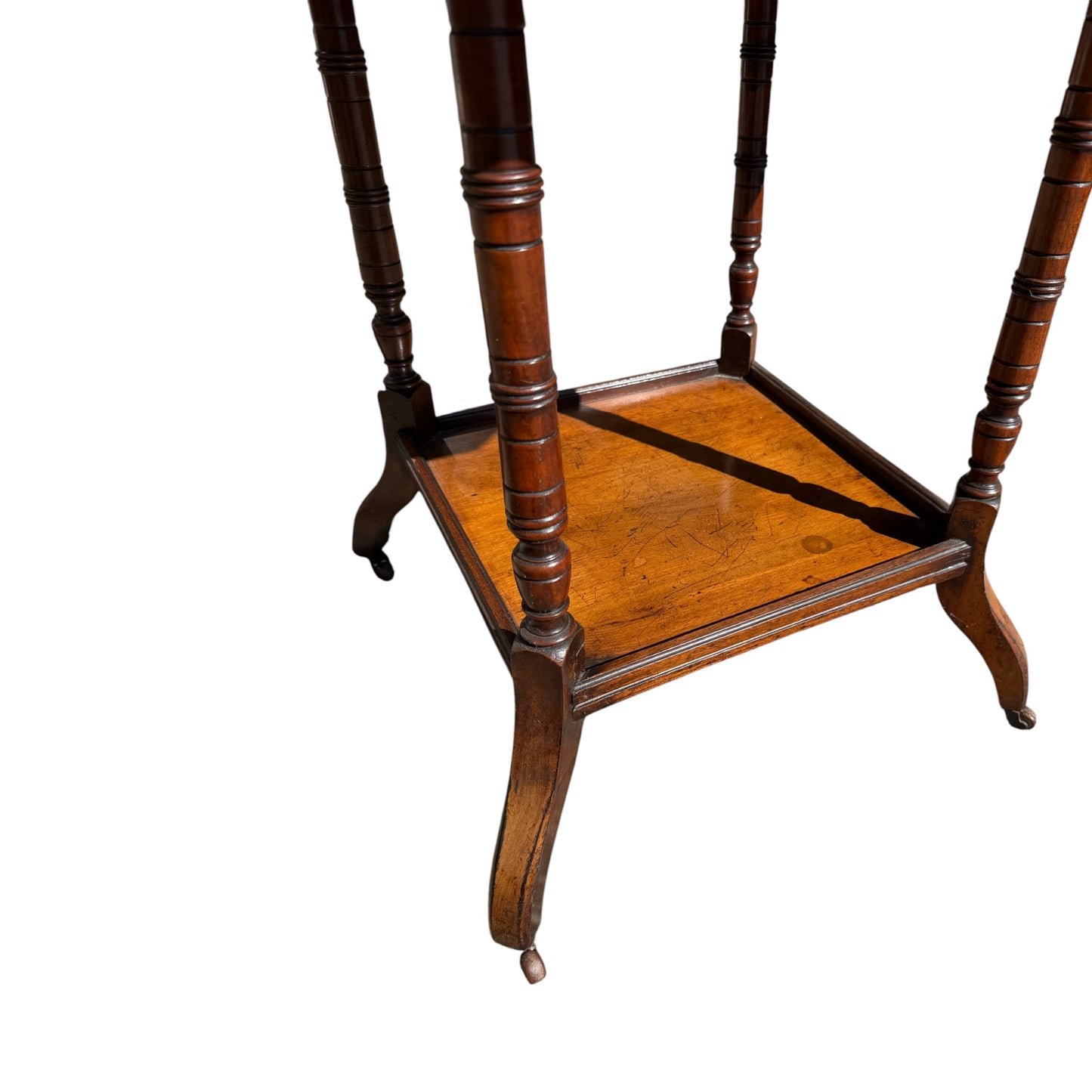 Antique Victorian Octagonal Lamp Table - Walnut Occasional Tiered Side Table 77cm