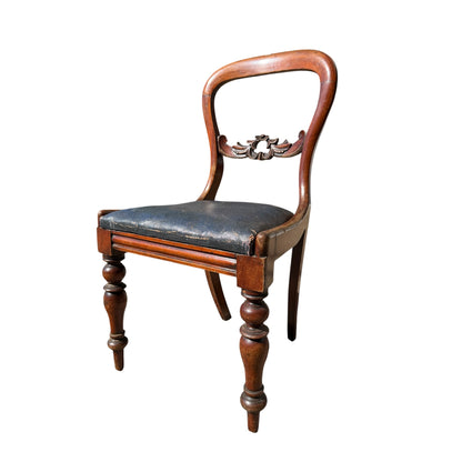 Antique Victorian Mahogany Balloon Back Chair - Carved Dining Bedroom Chair 87cm