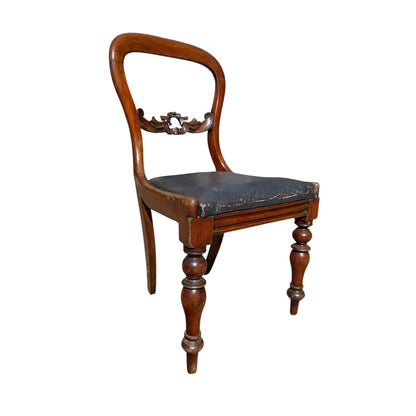 Antique Victorian Mahogany Balloon Back Chair - Carved Dining Bedroom Chair 87cm