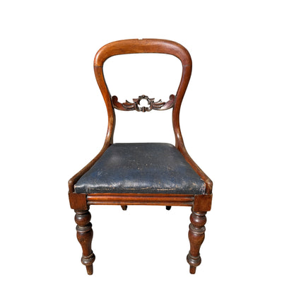 Antique Victorian Mahogany Balloon Back Chair - Carved Dining Bedroom Chair 87cm