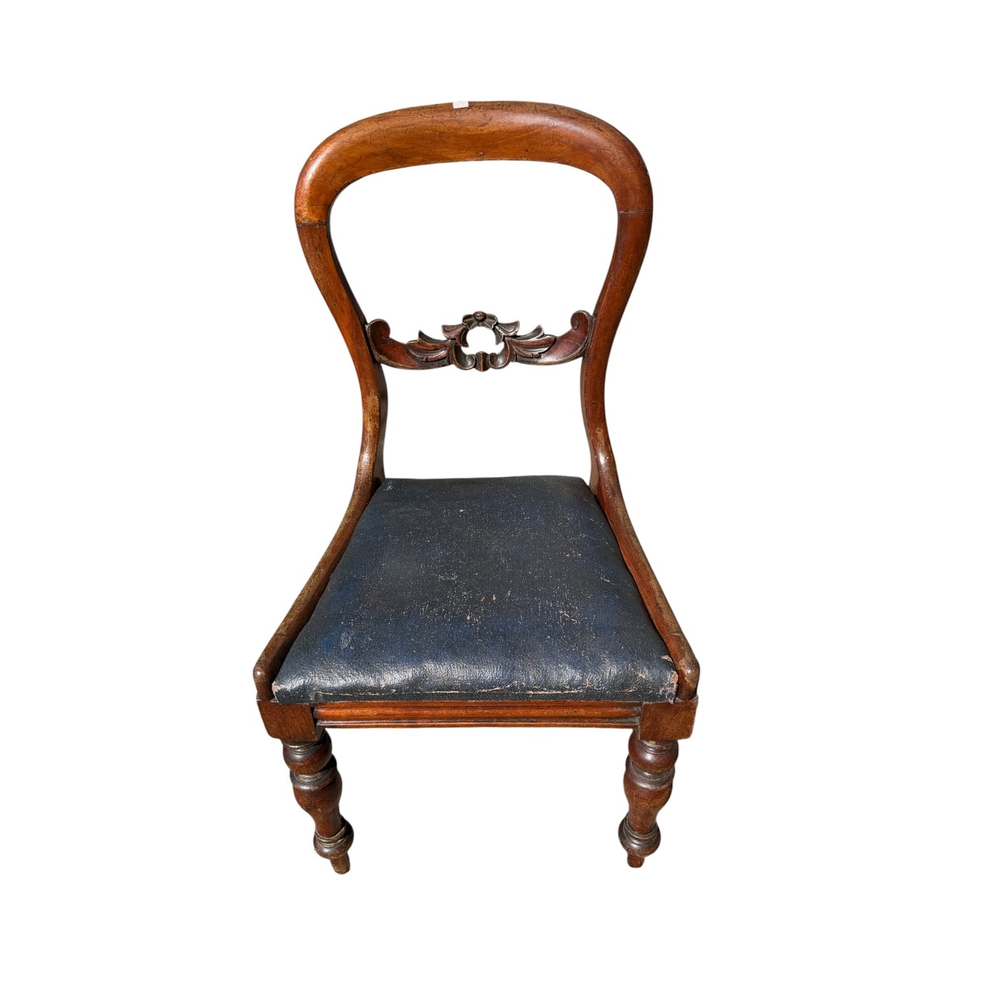 Antique Victorian Mahogany Balloon Back Chair - Carved Dining Bedroom Chair 87cm
