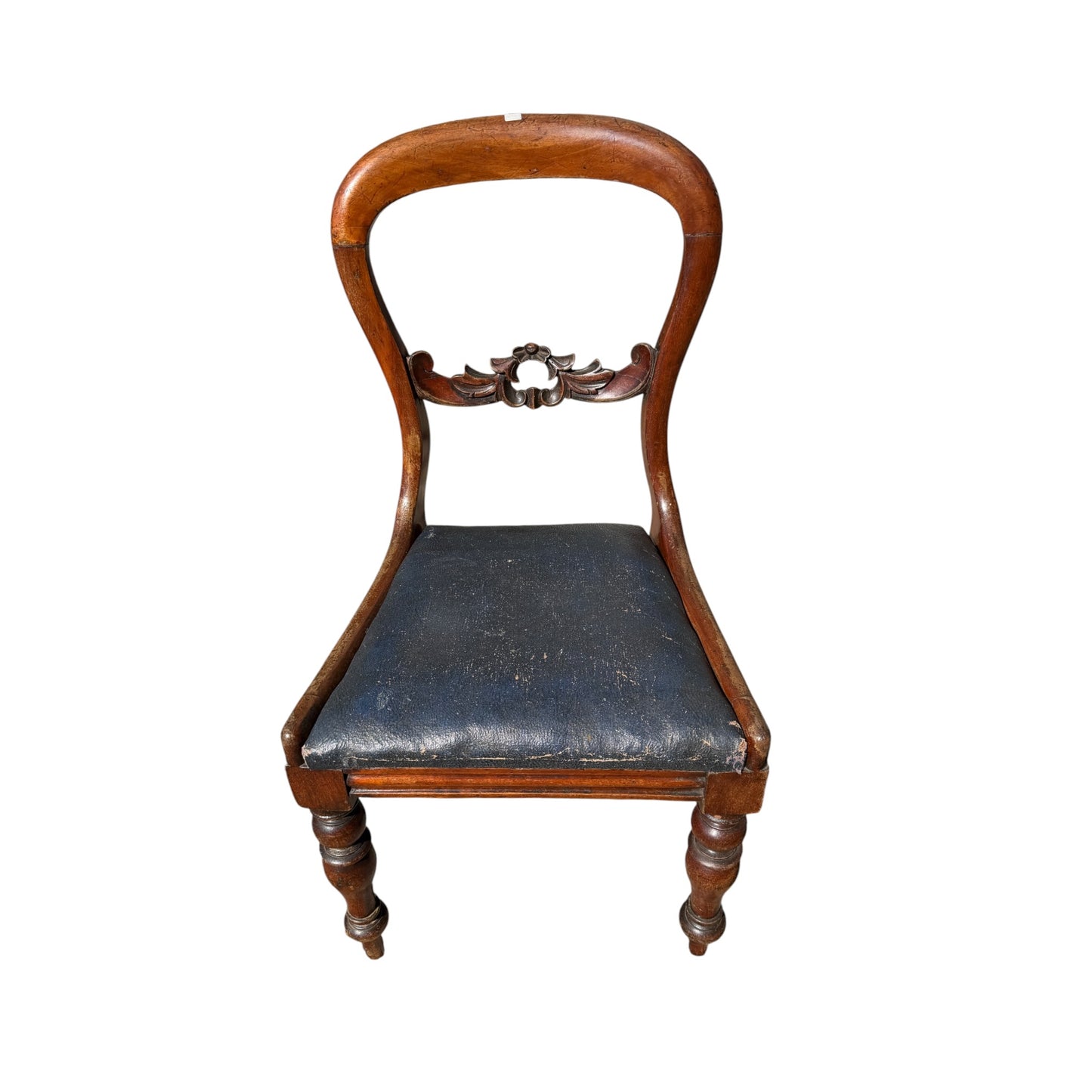 Antique Victorian Mahogany Balloon Back Chair - Carved Dining Bedroom Chair 87cm