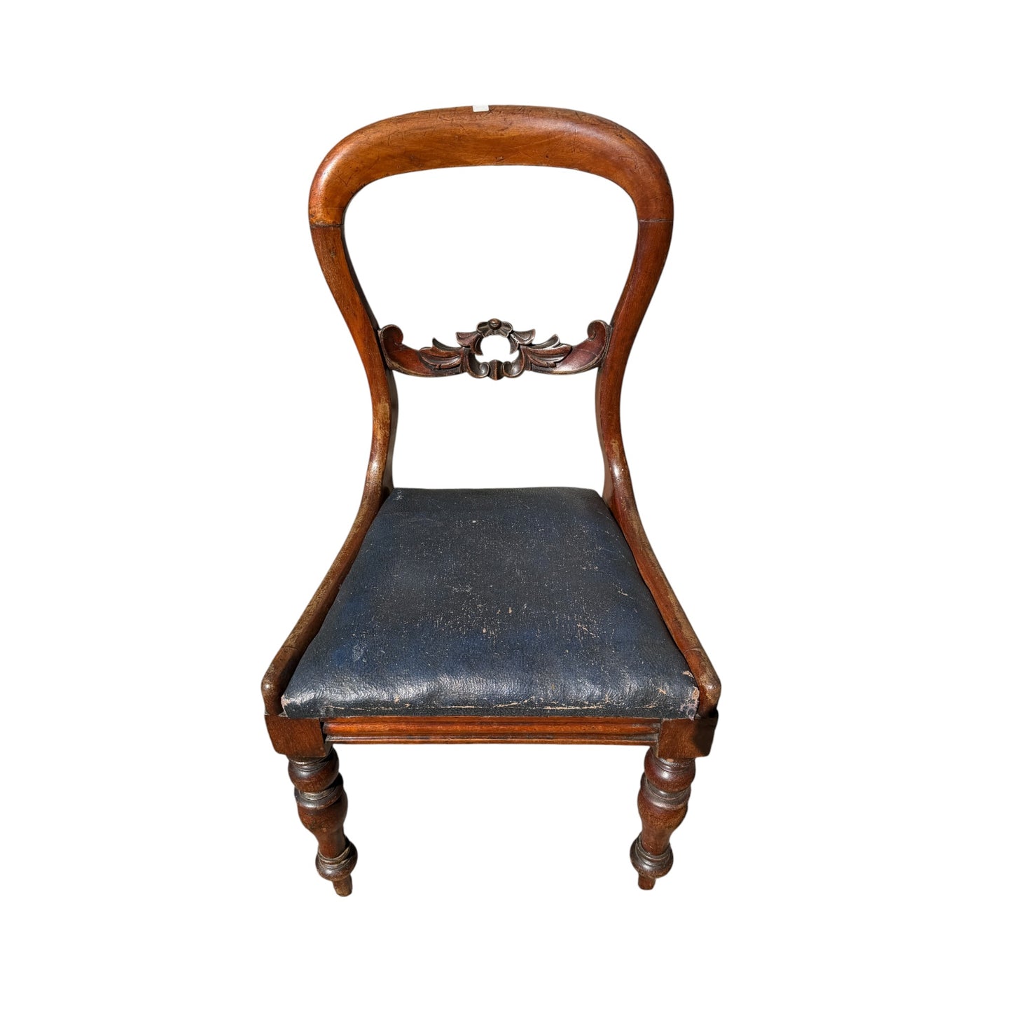 Antique Victorian Mahogany Balloon Back Chair - Carved Dining Bedroom Chair 87cm