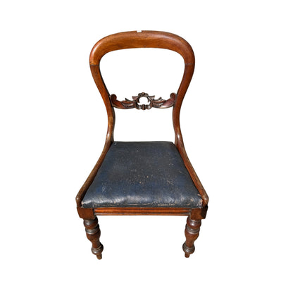 Antique Victorian Mahogany Balloon Back Chair - Carved Dining Bedroom Chair 87cm