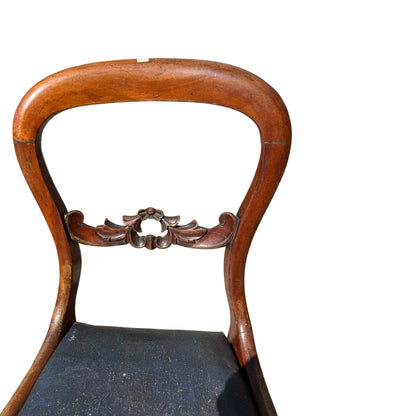 Antique Victorian Mahogany Balloon Back Chair - Carved Dining Bedroom Chair 87cm