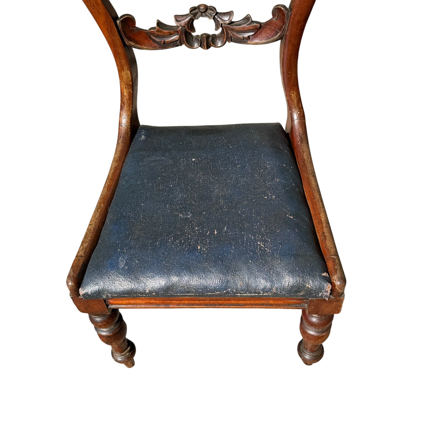 Antique Victorian Mahogany Balloon Back Chair - Carved Dining Bedroom Chair 87cm