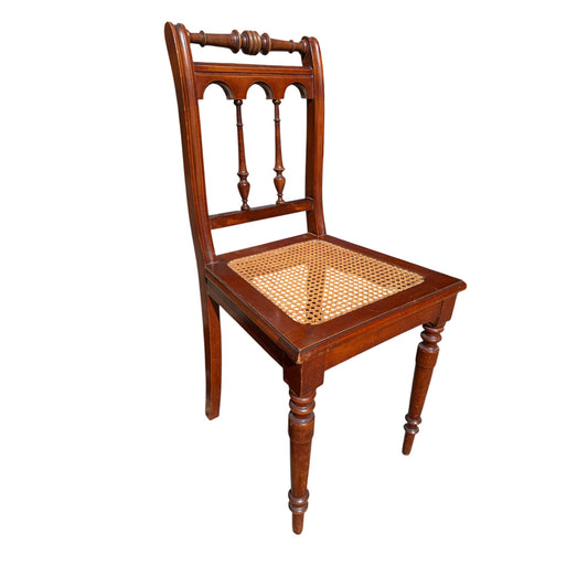 Vintage Victorian Style Side Chair - Bedroom Occasional Chair Woven Cane Seat