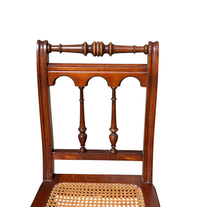 Vintage Victorian Style Side Chair - Bedroom Occasional Chair Woven Cane Seat